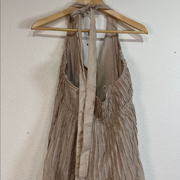 Free People Frankie Pintuck Elegant Tan Halter Dress size Small Petite - Picture 7 of 12